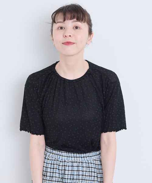 l'atelier du savon(アトリエドサボン)の「_すけすけドット五分袖Tシャツ(Tシャツ/カットソー・レディース・アイボリー/ブラック・FREE)」の9枚目の写真