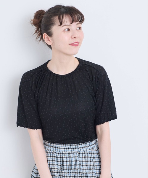 l'atelier du savon(アトリエドサボン)の「_すけすけドット五分袖Tシャツ(Tシャツ/カットソー・レディース・アイボリー/ブラック・FREE)」の10枚目の写真