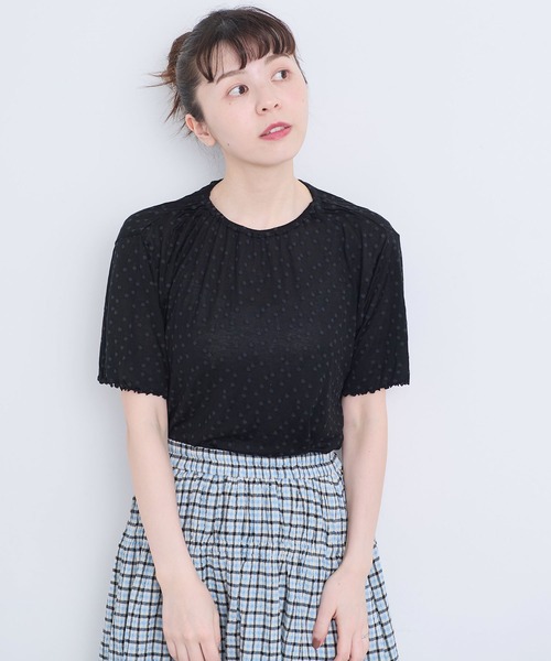 l'atelier du savon(アトリエドサボン)の「_すけすけドット五分袖Tシャツ(Tシャツ/カットソー・レディース・アイボリー/ブラック・FREE)」の11枚目の写真