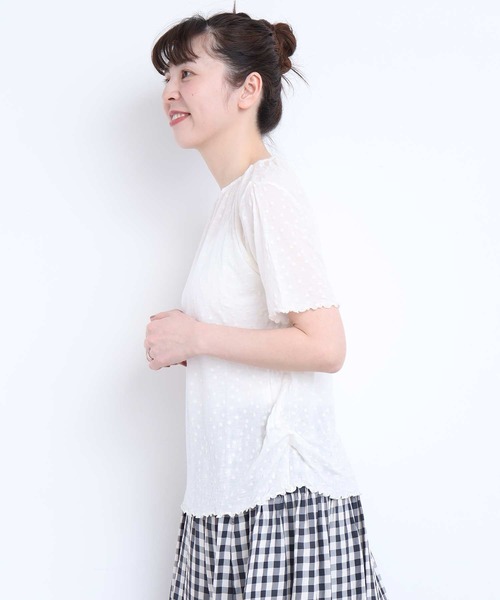 l'atelier du savon(アトリエドサボン)の「_すけすけドット五分袖Tシャツ(Tシャツ/カットソー・レディース・アイボリー/ブラック・FREE)」の20枚目の写真