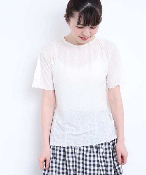 l'atelier du savon(アトリエドサボン)の「_すけすけドット五分袖Tシャツ(Tシャツ/カットソー・レディース・アイボリー/ブラック・FREE)」の22枚目の写真