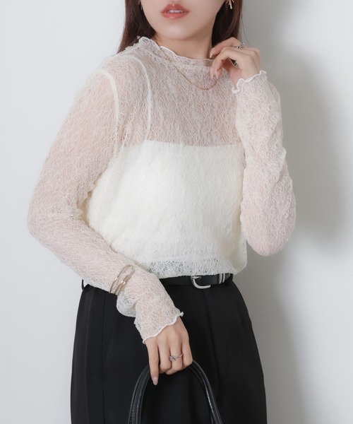 Riberry(リベリー)の「プチハイネックレーストップス(Tシャツ/カットソー・レディース・ブラック/サックスブルー/アイボリー・MEDIUM)」の18枚目の写真