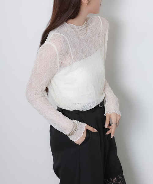 Riberry(リベリー)の「プチハイネックレーストップス(Tシャツ/カットソー・レディース・ブラック/サックスブルー/アイボリー・MEDIUM)」の19枚目の写真