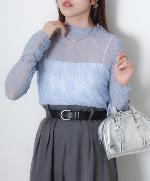 Riberry(リベリー)の「プチハイネックレーストップス(Tシャツ/カットソー・レディース・ブラック/サックスブルー/アイボリー・MEDIUM)」の16枚目の写真