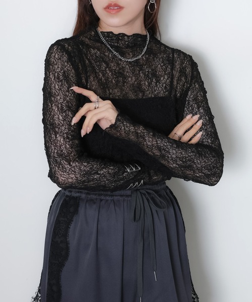 Riberry(リベリー)の「プチハイネックレーストップス(Tシャツ/カットソー・レディース・ブラック/サックスブルー/アイボリー・MEDIUM)」の22枚目の写真