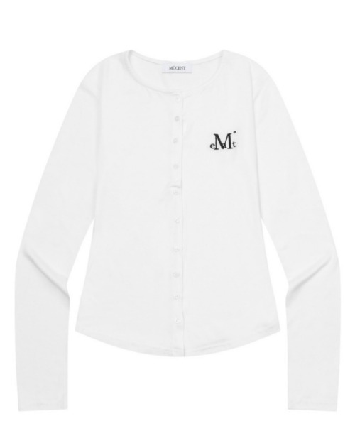 MUCENT(ムセント)の「A'GEM/9 × .kom 『MUCENT/ムセント』 ANZ SLIM FIT R-NECK CARDIGAN/スリームフィットラウンドネックカーディガン(カーディガン/ボレロ・レディース・ホワイト/チャコールグレー/グレー/ブラック・FREE)」の2枚目の写真