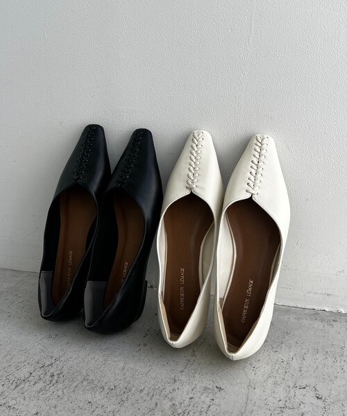 CAPRICIEUX LE'MAGE（カプリシューレマージュ）の「レースアップフラットシューズ（パンプス・レディース・オフホワイト/ブラック・38/36/37）」の6枚目の写真
