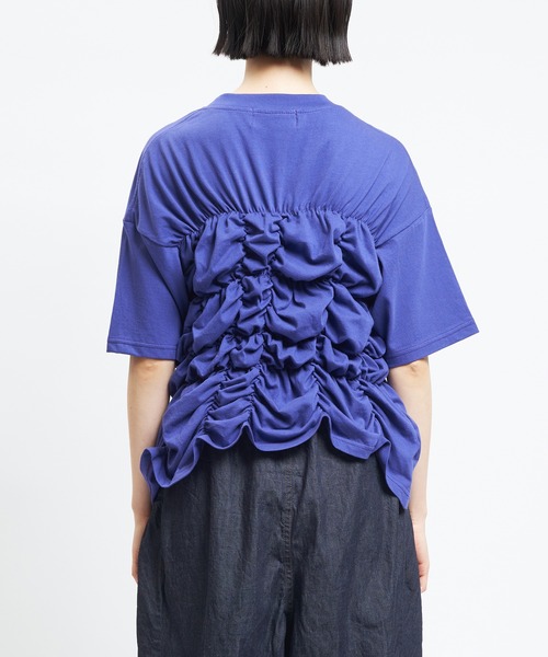 gomme(ゴム)の「シャーリングT(Tシャツ/カットソー・レディース・ブラック/パープル・MEDIUM)」の12枚目の写真