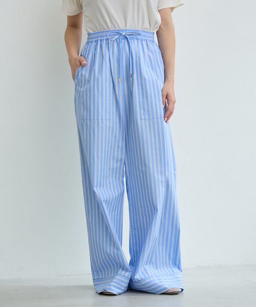 IENA LA BOUCLE（イエナラブークル）の「IENA LA BOUCLE コットンストライプスリーピーパンツ（その他パンツ・レディース・ライトブルー・38/36）」の4枚目の写真