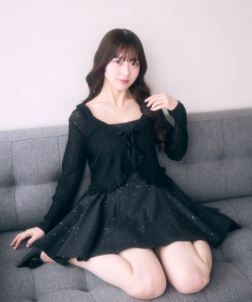 TITTY&CO.（ティティーアンドコー）の「バックリボンラメデザインワンピース（ワンピース・レディース・ブラック/ホワイト・FREE）」の15枚目の写真