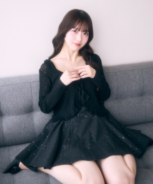 TITTY&CO.（ティティーアンドコー）の「バックリボンラメデザインワンピース（ワンピース・レディース・ブラック/ホワイト・FREE）」の16枚目の写真