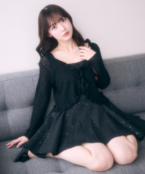 TITTY&CO.（ティティーアンドコー）の「バックリボンラメデザインワンピース（ワンピース・レディース・ブラック/ホワイト・FREE）」の18枚目の写真