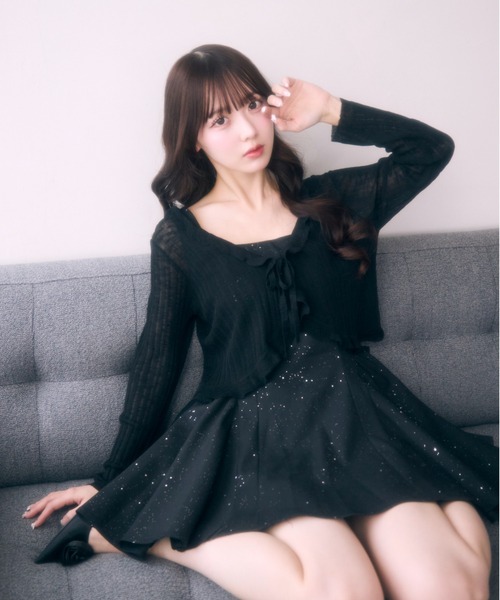 TITTY&CO.（ティティーアンドコー）の「バックリボンラメデザインワンピース（ワンピース・レディース・ブラック/ホワイト・FREE）」の19枚目の写真