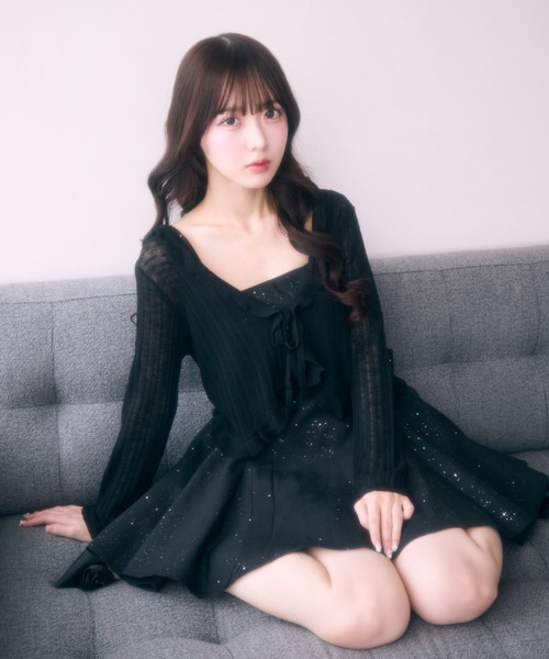 TITTY&CO.（ティティーアンドコー）の「バックリボンラメデザインワンピース（ワンピース・レディース・ブラック/ホワイト・FREE）」の21枚目の写真