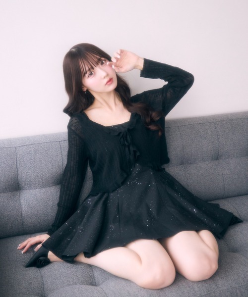 TITTY&CO.（ティティーアンドコー）の「バックリボンラメデザインワンピース（ワンピース・レディース・ブラック/ホワイト・FREE）」の22枚目の写真