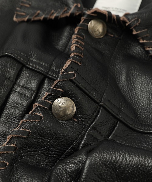 BOW WOW（バウワウ）の「LACE-UP LEATHER TRUCKER JACKET（その他アウター・メンズ・ブラック・L/XL）」の5枚目の写真