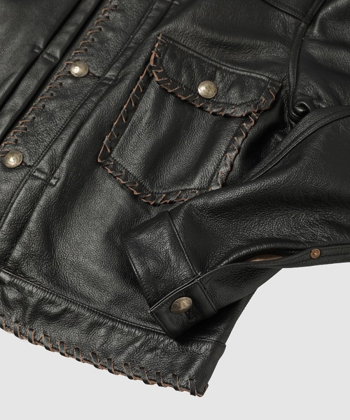BOW WOW（バウワウ）の「LACE-UP LEATHER TRUCKER JACKET（その他アウター・メンズ・ブラック・L/XL）」の6枚目の写真
