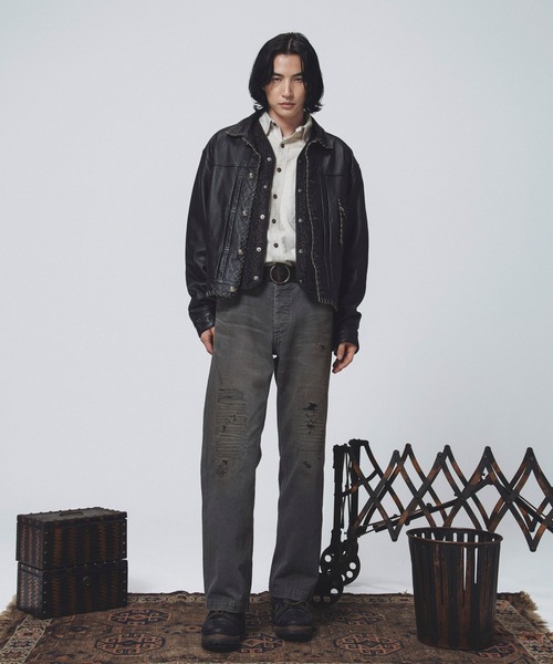 BOW WOW（バウワウ）の「LACE-UP LEATHER TRUCKER JACKET（その他アウター・メンズ・ブラック・L/XL）」の2枚目の写真