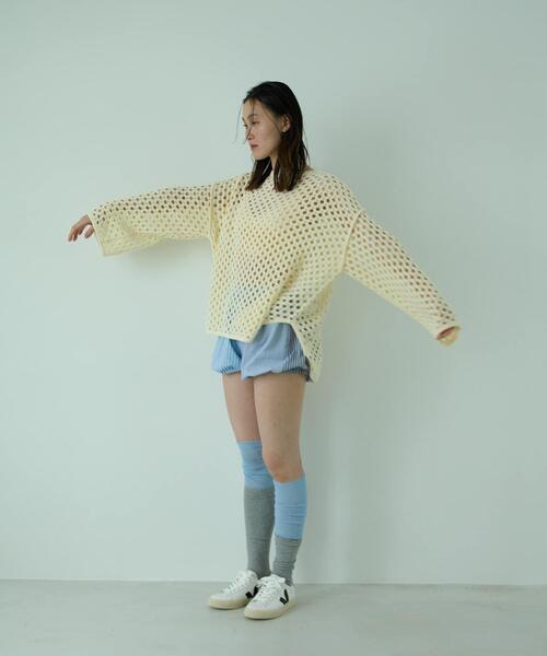THE GOODLAND MARKET(ザグッドランドマーケット)の「『別注』MIDIUMISOLID×THE GOODLAND MARKET LACE KNIT PO(ニット/セーター・レディース・ブルー/ホワイト/オレンジ・FREE)」の6枚目の写真