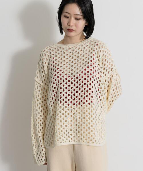 THE GOODLAND MARKET(ザグッドランドマーケット)の「『別注』MIDIUMISOLID×THE GOODLAND MARKET LACE KNIT PO(ニット/セーター・レディース・ブルー/ホワイト/オレンジ・FREE)」の7枚目の写真
