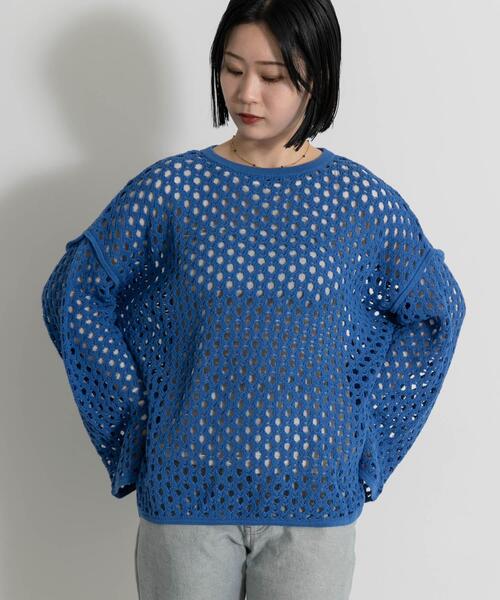 THE GOODLAND MARKET(ザグッドランドマーケット)の「『別注』MIDIUMISOLID×THE GOODLAND MARKET LACE KNIT PO(ニット/セーター・レディース・ブルー/ホワイト/オレンジ・FREE)」の21枚目の写真