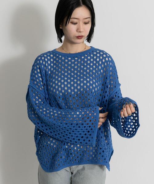 THE GOODLAND MARKET(ザグッドランドマーケット)の「『別注』MIDIUMISOLID×THE GOODLAND MARKET LACE KNIT PO(ニット/セーター・レディース・ブルー/ホワイト/オレンジ・FREE)」の20枚目の写真