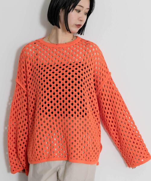 THE GOODLAND MARKET(ザグッドランドマーケット)の「『別注』MIDIUMISOLID×THE GOODLAND MARKET LACE KNIT PO(ニット/セーター・レディース・ブルー/ホワイト/オレンジ・FREE)」の7枚目の写真