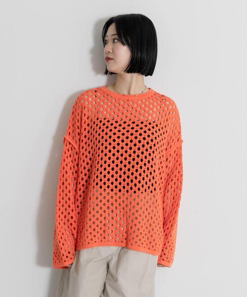 THE GOODLAND MARKET(ザグッドランドマーケット)の「『別注』MIDIUMISOLID×THE GOODLAND MARKET LACE KNIT PO(ニット/セーター・レディース・ブルー/ホワイト/オレンジ・FREE)」の6枚目の写真