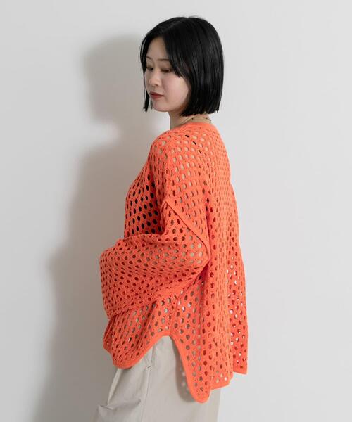 THE GOODLAND MARKET(ザグッドランドマーケット)の「『別注』MIDIUMISOLID×THE GOODLAND MARKET LACE KNIT PO(ニット/セーター・レディース・ブルー/ホワイト/オレンジ・FREE)」の5枚目の写真
