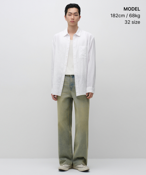 MUSINSA STANDARD（ムシンサスタンダード）の「オーバーダイドワイドデニムパンツ [バニラスカイ]（デニムパンツ・メンズ・その他・26/27/28/29/30/31/32/33/34/36/38/40/42）」の3枚目の写真