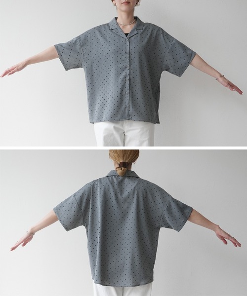 reca(レカ)の「とろみ開襟ドットシャツ(シャツ/ブラウス・レディース・ブラック/ベージュ/グレー・M)」の19枚目の写真