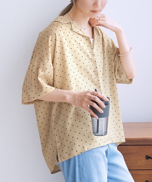 reca(レカ)の「とろみ開襟ドットシャツ(シャツ/ブラウス・レディース・ブラック/ベージュ/グレー・M)」の16枚目の写真
