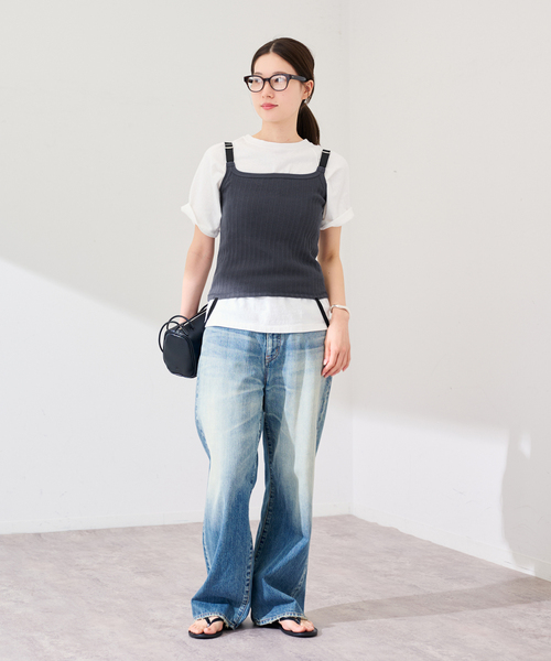 FRAMeWORK（フレームワーク）の「JANE SMITH/ジェーンスミス cotton eyelet rib up down cam（タンクトップ・レディース・ブラウン/チャコールグレー・FREE）」の3枚目の写真