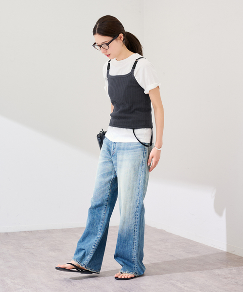 FRAMeWORK（フレームワーク）の「JANE SMITH/ジェーンスミス cotton eyelet rib up down cam（タンクトップ・レディース・ブラウン/チャコールグレー・FREE）」の4枚目の写真