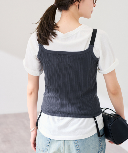 FRAMeWORK（フレームワーク）の「JANE SMITH/ジェーンスミス cotton eyelet rib up down cam（タンクトップ・レディース・ブラウン/チャコールグレー・FREE）」の7枚目の写真