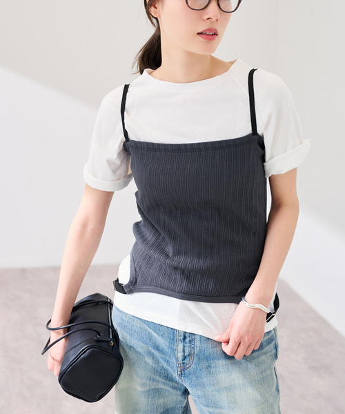 FRAMeWORK（フレームワーク）の「JANE SMITH/ジェーンスミス cotton eyelet rib up down cam（タンクトップ・レディース・ブラウン/チャコールグレー・FREE）」の8枚目の写真