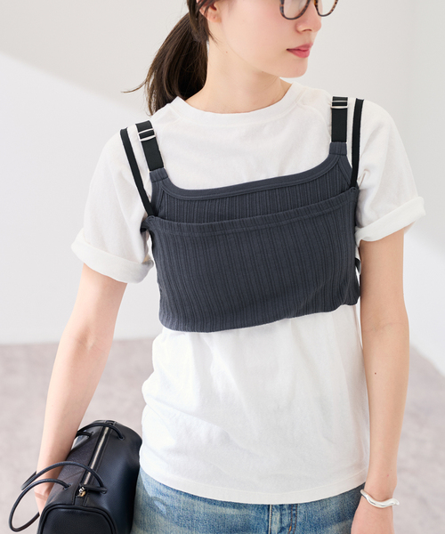 FRAMeWORK（フレームワーク）の「JANE SMITH/ジェーンスミス cotton eyelet rib up down cam（タンクトップ・レディース・ブラウン/チャコールグレー・FREE）」の9枚目の写真