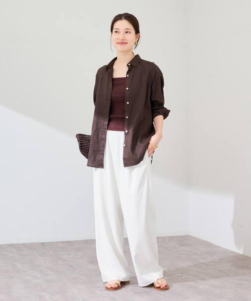 FRAMeWORK（フレームワーク）の「JANE SMITH/ジェーンスミス cotton eyelet rib up down cam（タンクトップ・レディース・ブラウン/チャコールグレー・FREE）」の10枚目の写真