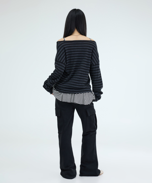 PORTERNA(ポルテナ)の「GRAPHIC STRIPE T-SHIRT-2COLOR(Tシャツ/カットソー・レディース・ブラック/ライトグレー・OS)」の21枚目の写真