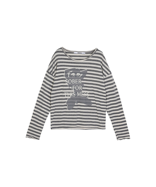 PORTERNA(ポルテナ)の「GRAPHIC STRIPE T-SHIRT-2COLOR(Tシャツ/カットソー・レディース・ブラック/ライトグレー・OS)」の9枚目の写真