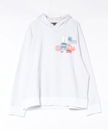 KORS オーガニックコットンブレンド ジップアップ パーカー MICHAEL KORS（マイケルコース） パーカー ロゴテープ コットン