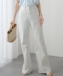 ハイウエスト ストレート ワイド デニム パンツ