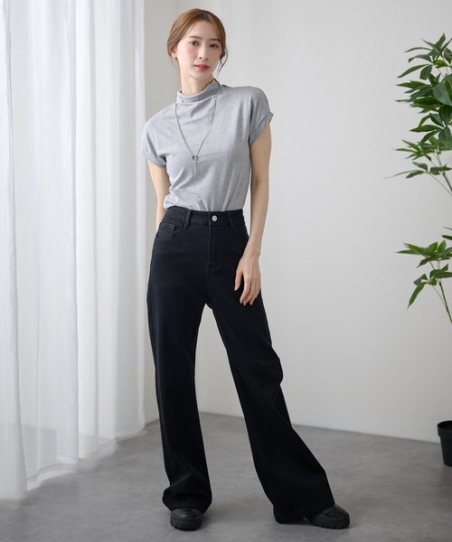 DAYRA（デイラ）の「ハイウエスト ストレート ワイド デニム パンツ（デニムパンツ・レディース・アイボリー/ブラック/ブルー・S/M/XL/L）」の22枚目の写真