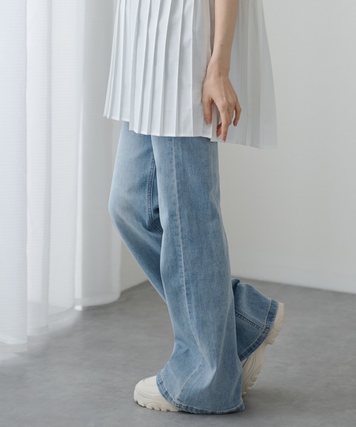 DAYRA（デイラ）の「ハイウエスト ストレート ワイド デニム パンツ（デニムパンツ・レディース・アイボリー/ブラック/ブルー・S/M/XL/L）」の10枚目の写真