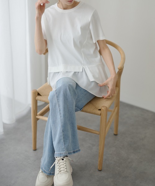 DAYRA（デイラ）の「ハイウエスト ストレート ワイド デニム パンツ（デニムパンツ・レディース・アイボリー/ブラック/ブルー・S/M/XL/L）」の11枚目の写真