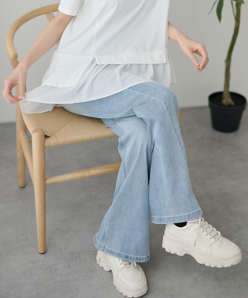 DAYRA（デイラ）の「ハイウエスト ストレート ワイド デニム パンツ（デニムパンツ・レディース・アイボリー/ブラック/ブルー・S/M/XL/L）」の12枚目の写真