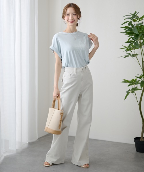 DAYRA（デイラ）の「ハイウエスト ストレート ワイド デニム パンツ（デニムパンツ・レディース・アイボリー/ブラック/ブルー・S/M/XL/L）」の13枚目の写真