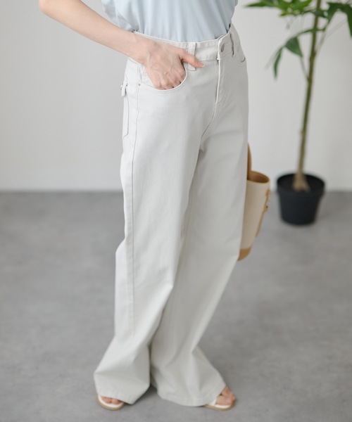 DAYRA（デイラ）の「ハイウエスト ストレート ワイド デニム パンツ（デニムパンツ・レディース・アイボリー/ブラック/ブルー・S/M/XL/L）」の15枚目の写真