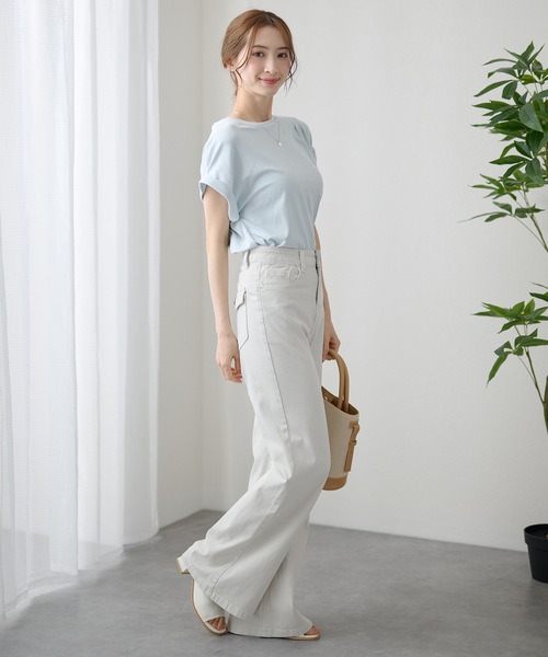 DAYRA（デイラ）の「ハイウエスト ストレート ワイド デニム パンツ（デニムパンツ・レディース・アイボリー/ブラック/ブルー・S/M/XL/L）」の16枚目の写真
