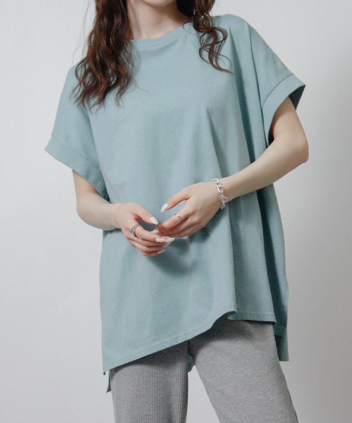 NYLAUS(ナイラス)の「【SG】接触冷感オーバーサイズTシャツ(Tシャツ/カットソー・レディース・アイボリー/ブラック/ライトブルー/チャコール・M)」の1枚目の写真